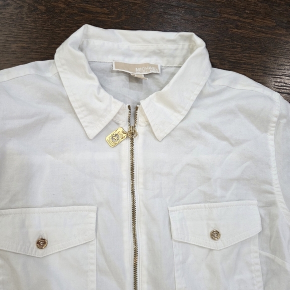 Michael Kors White Shirt Zip Up Sz.12 - Picture 2 of 10